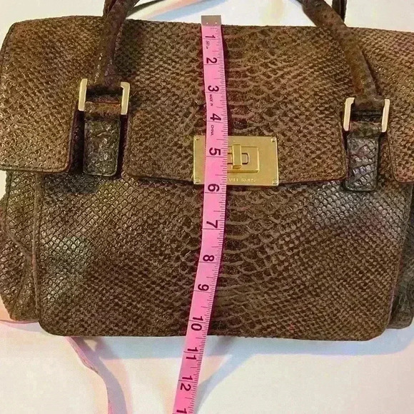 NWOT Michael Kors Snakeskin Python Suede 2Way Brown Tote Bag Satchel Purse Large - Picture 5 of 15